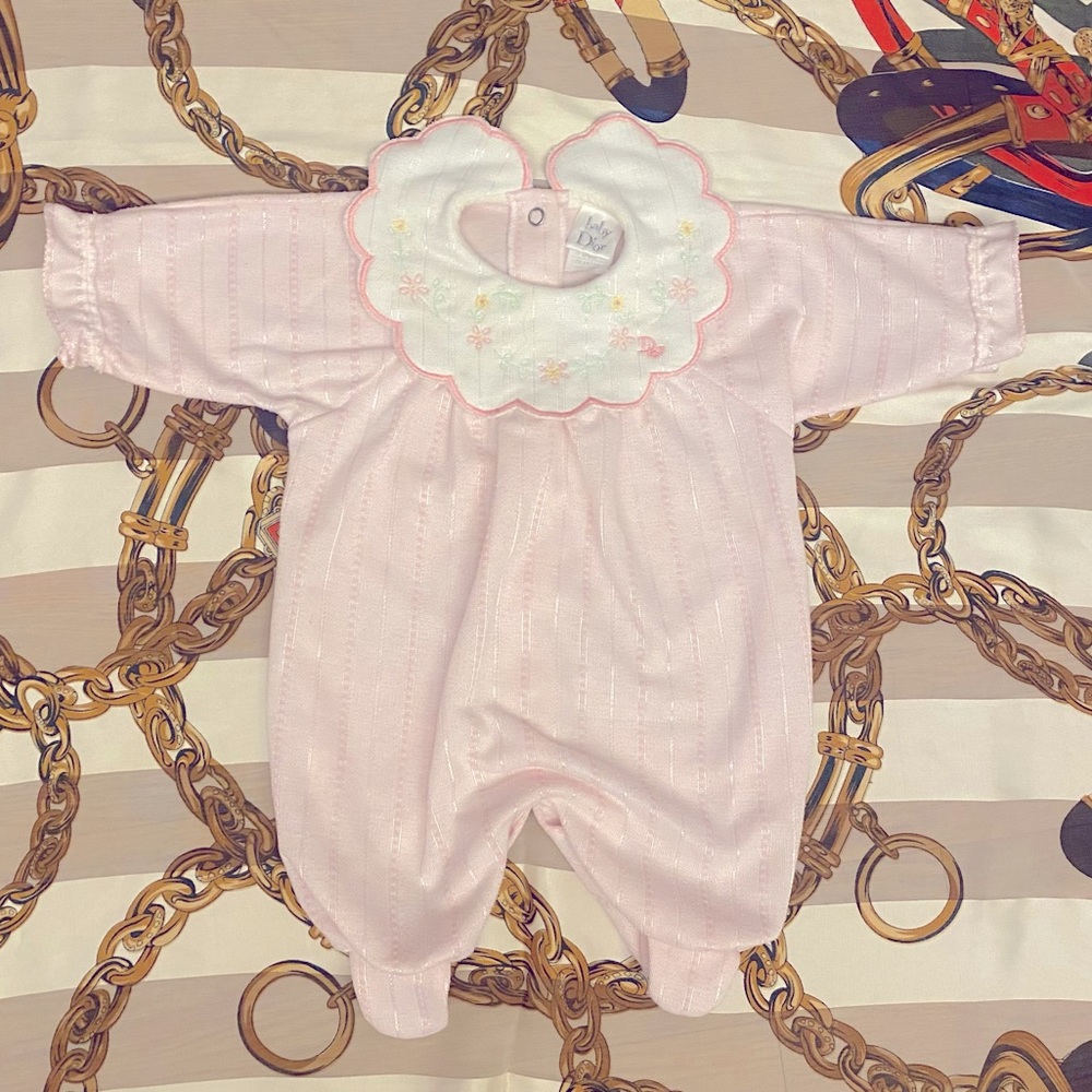 Baby Dior Up to 11lbs Floral Luxury Embroidered Baby Onesie